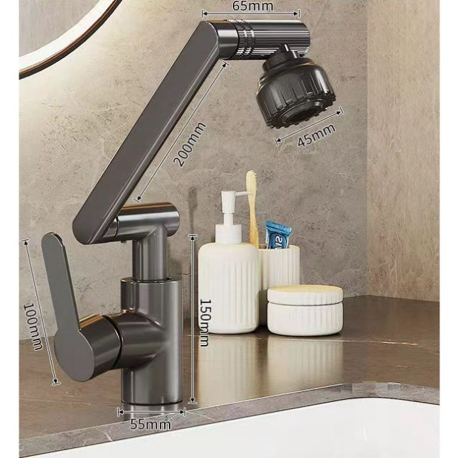 [ Có Kèm Dây ] Bộ Vòi rửa Lavabo Đầu Xoay 720 Độ Thông Minh Vòi Nước Nóng Lạnh Lõi Đồng Nguyên Chất 2 Chế Độ Xả