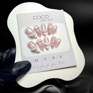 (Hot Sale) Nail Box thiết kế G154 màu thạch hồng mắt mèo đính nơ siêu xinh tiểu thư nhà Gemychip