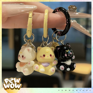 Móc Khóa Mèo Béo Cat Fat Kèm Chuông Họa Tiết Hoa Sakura Và Khoen Tròn In Hình Chân Mèo Decor Balo Túi Xách Cute
