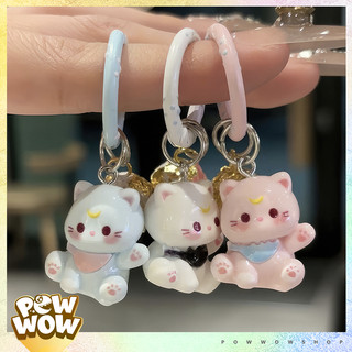 Móc Khóa Mèo Béo Cat Fat Kèm Chuông Họa Tiết Hoa Sakura Và Khoen Tròn In Hình Chân Mèo Decor Balo Túi Xách Cute