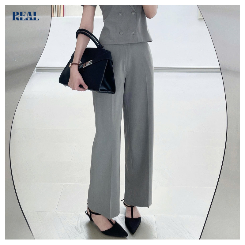 Quần lưng thun ống suông REAL CLOTHES (tổng hợp màu), vải cotton mượt