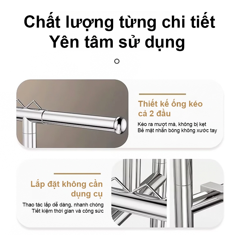 𝐎𝐥𝐢𝐟𝐞Giá Phơi Quần Áo Inox Cao Cấp Giá Treo Quần Áo Gấp Gọn Mẫu Mới Sào Phơi Quần Áo Có Thể Mở Rộng Có Bánh Xe