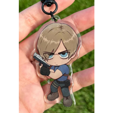 Charm epoxy acrylic Leon Kennedy || Resident Evil 4 RE4R RE4 – Móc khóa anime chibi dễ thương (kawaii)