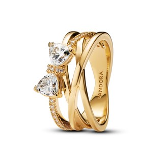 Nhẫn Pandora Timeless Mạ Vàng 14K Hình Nơ Thiết Kế 3 Vòng