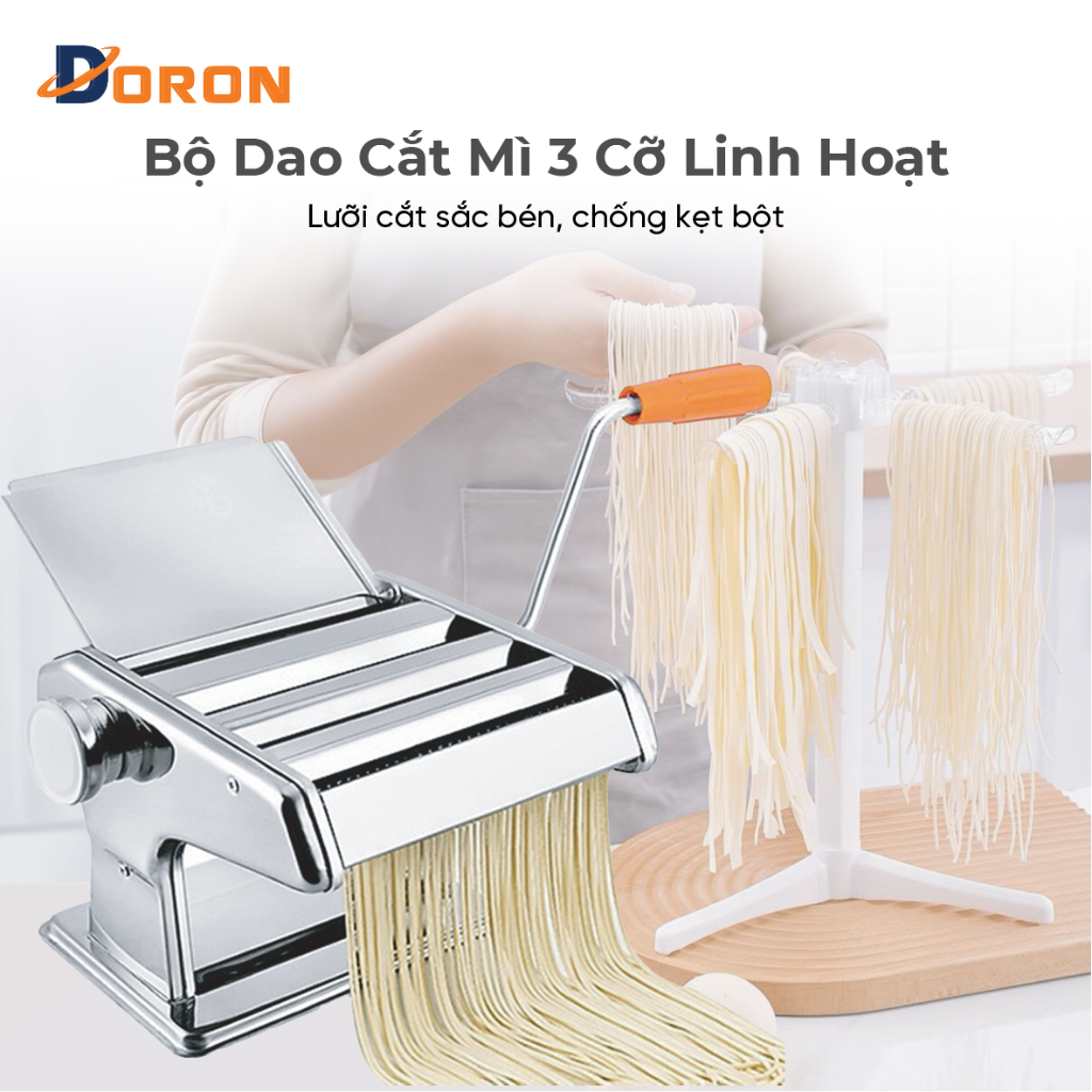 Máy cắt mỳ, máy cán mỏng bột DORON 3 lưỡi dao có điều chỉnh dày mỏng 6 cấp độ thuận tiện