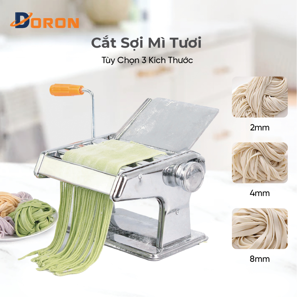 Máy cắt mỳ, máy cán mỏng bột DORON 3 lưỡi dao có điều chỉnh dày mỏng 6 cấp độ thuận tiện