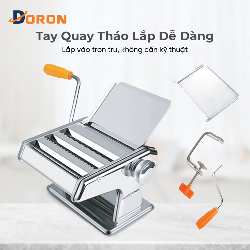 Máy cắt mỳ, máy cán mỏng bột DORON 3 lưỡi dao có điều chỉnh dày mỏng 6 cấp độ thuận tiện