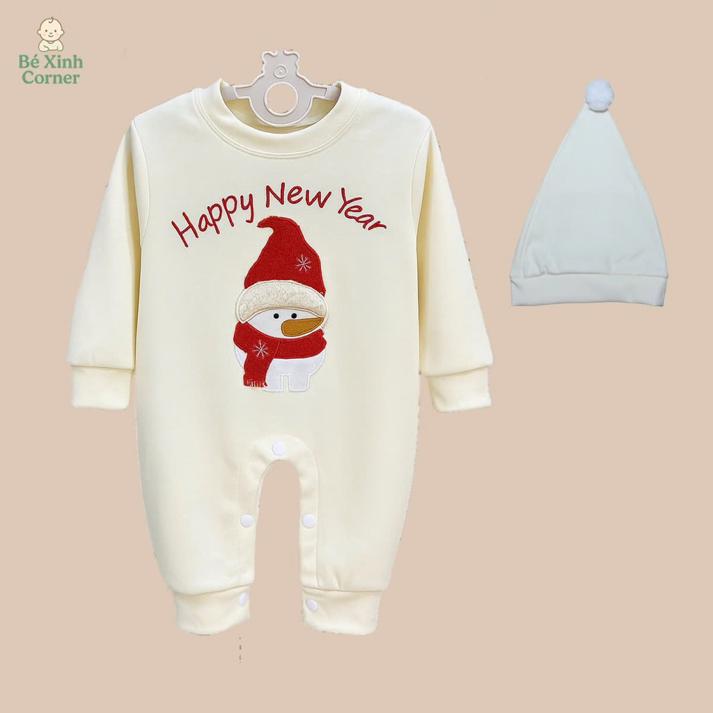 Bé Xinh Corner | Body-suit Giữ Ấm Kèm Mũ Cho Bé, chất nỉ siêu mềm mịn và giữ ấm mùa đông - 2 Màu