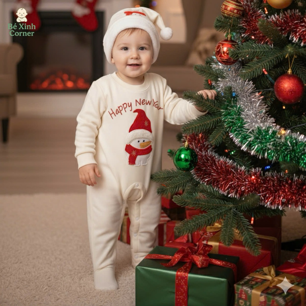 Bé Xinh Corner | Body-suit Giữ Ấm Kèm Mũ Cho Bé, chất nỉ siêu mềm mịn và giữ ấm mùa đông - 2 Màu