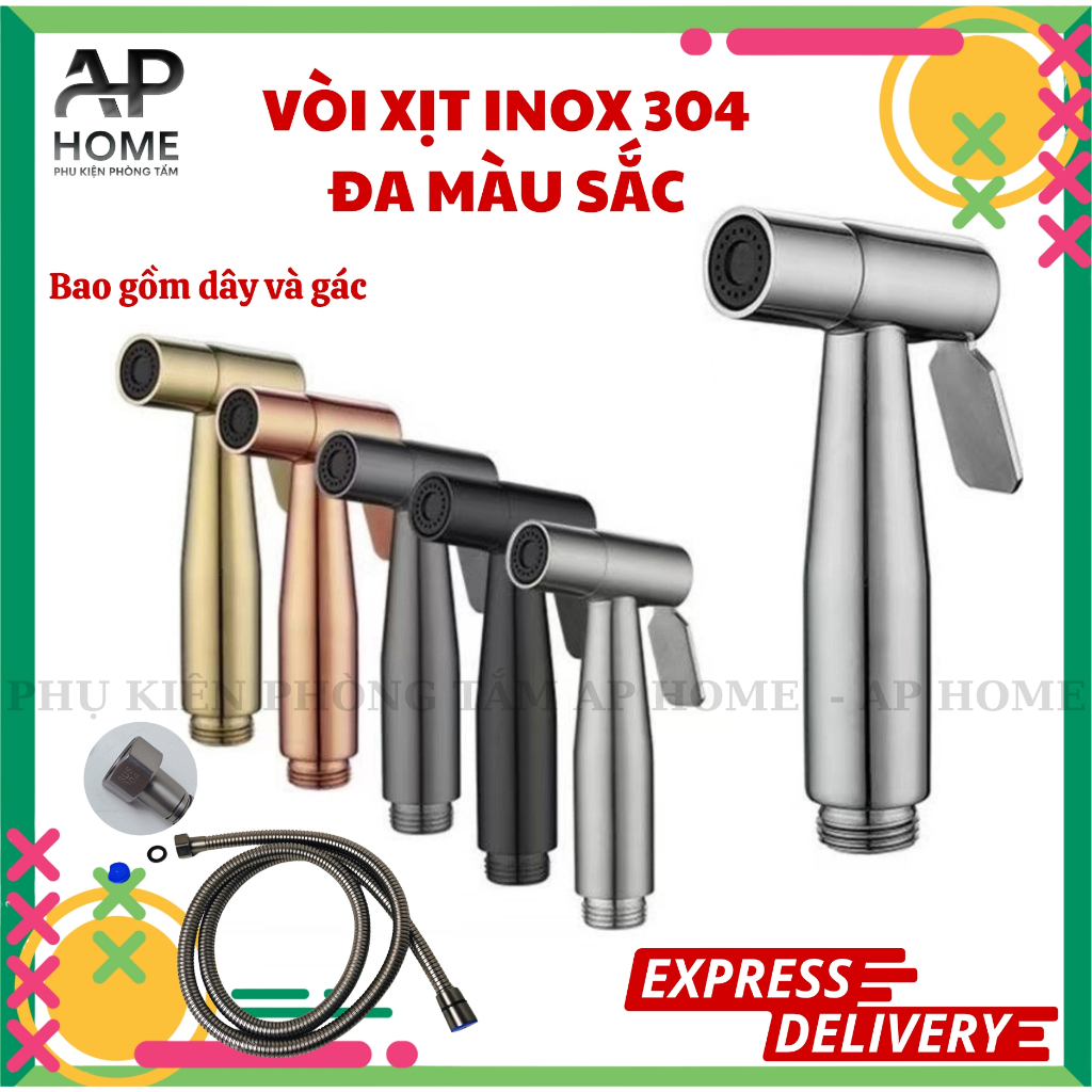 Vòi xịt vệ sinh INOX 304 siêu bền nhiều màu sắc đa dạng xám đen vàng ...