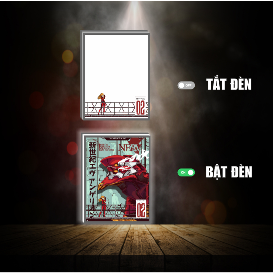Tranh đèn led 3D đổi màu Evangelion- Tranh đèn led 3D ANIME trang trí bàn làm việc, đèn ngủ