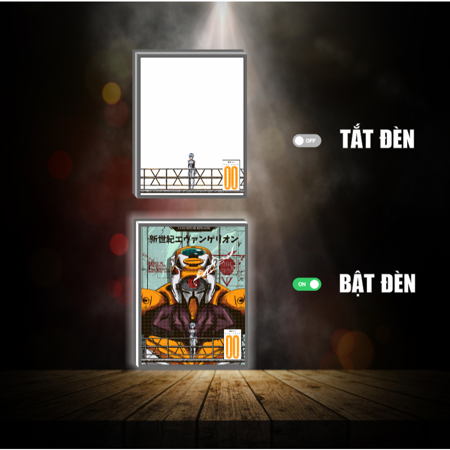 Tranh đèn led 3D đổi màu Evangelion- Tranh đèn led 3D ANIME trang trí bàn làm việc, đèn ngủ