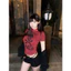 Áo Thun Nữ BABYTEE Dáng Ôm In Họa Tiết Độc Đáo Phong Cách STREETWEAR Grunge Y2K Cá Tính [Màu Đỏ Đô]
