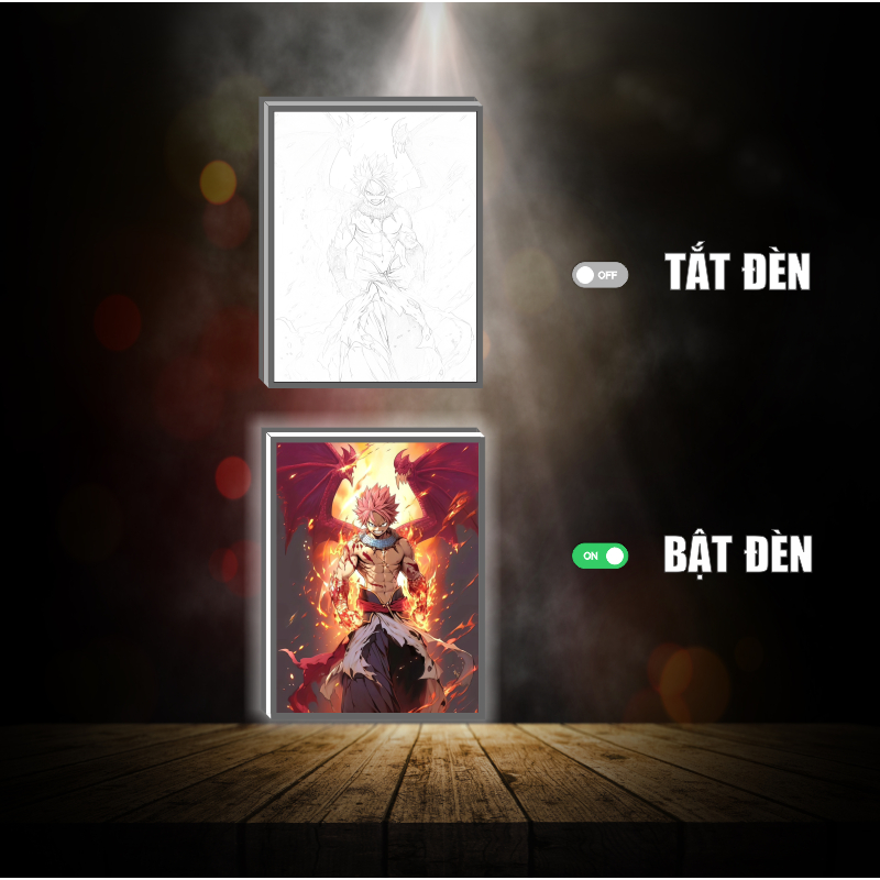 Tranh đèn led 3D đổi màu Fairy tail - Tranh đèn led 3D ANIME trang trí bàn làm việc, đèn ngủ