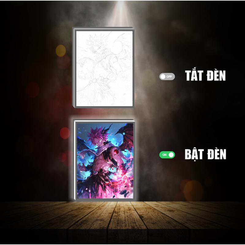 Tranh đèn led 3D đổi màu Fairy tail - Tranh đèn led 3D ANIME trang trí bàn làm việc, đèn ngủ