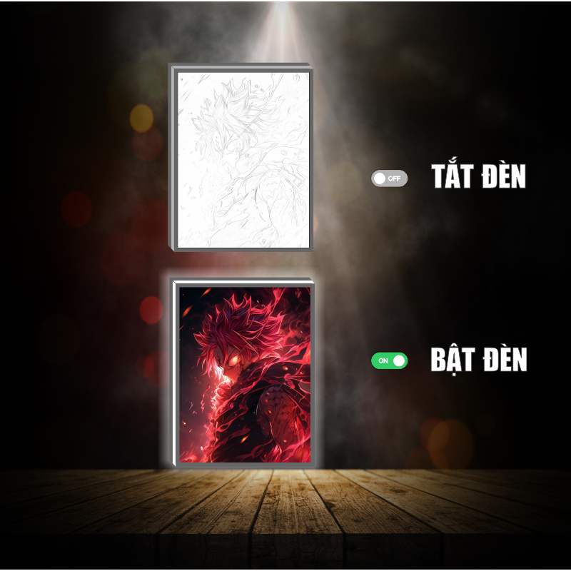 Tranh đèn led 3D đổi màu Fairy tail - Tranh đèn led 3D ANIME trang trí bàn làm việc, đèn ngủ