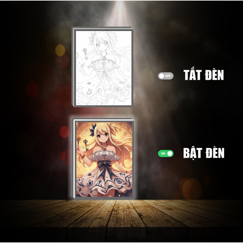 Tranh đèn led 3D đổi màu Fairy tail - Tranh đèn led 3D ANIME trang trí bàn làm việc, đèn ngủ
