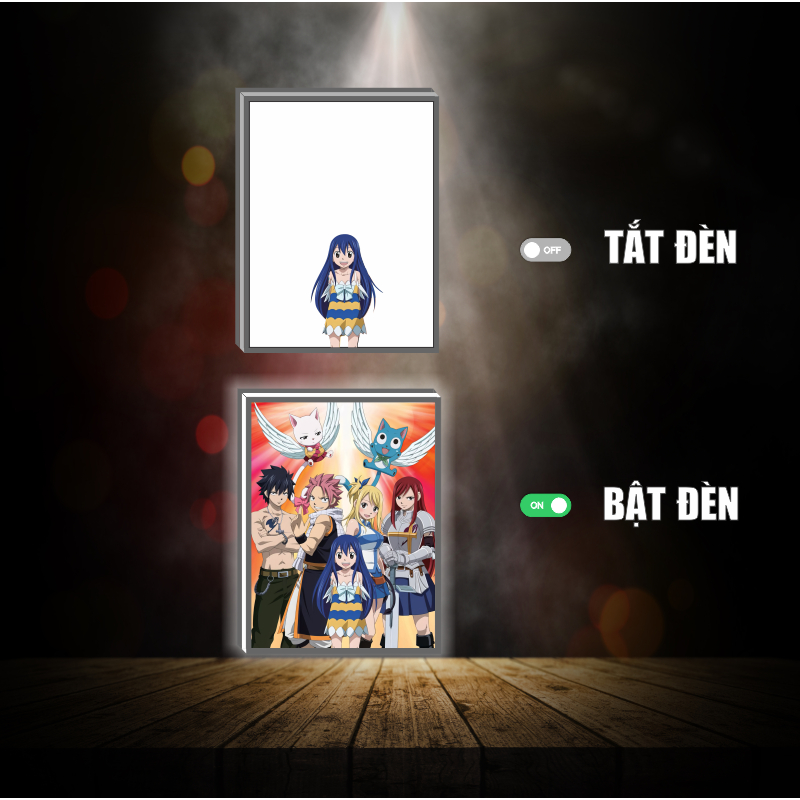 Tranh đèn led 3D đổi màu Fairy tail - Tranh đèn led 3D ANIME trang trí bàn làm việc, đèn ngủ