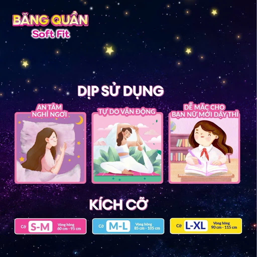 Combo 2 băng vệ sinh dạng quần Diana Soft Fit size SM/ L-XL/ML 12 +4miếng BHN