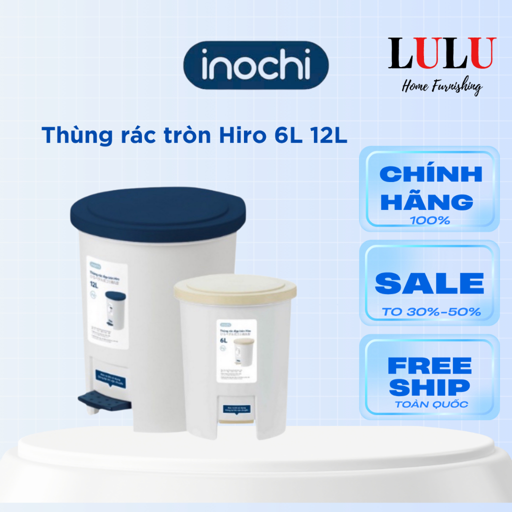 [Hỏa Tốc] Thùng rác đạp tròn Inochi Hiro 6L , kháng khuẩn, khử mùi ...