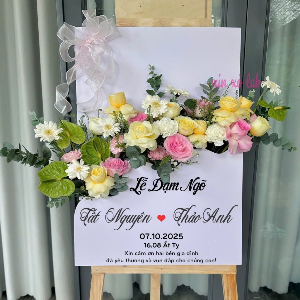 Bảng Welcome Dạm Ngõ In Tên Theo Yêu Cầu Decor Lễ Ăn Hỏi Cao Cấp