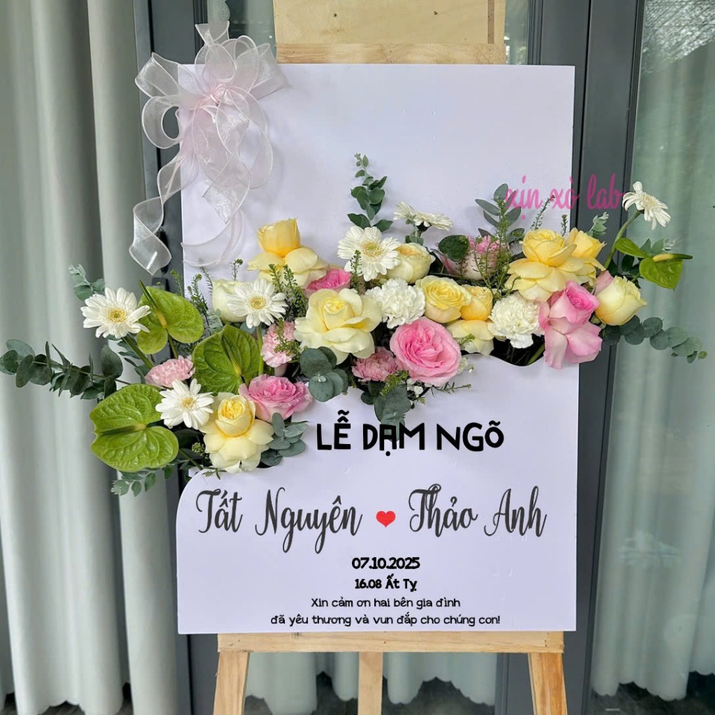Bảng Welcome Dạm Ngõ In Tên Theo Yêu Cầu Decor Lễ Ăn Hỏi Cao Cấp