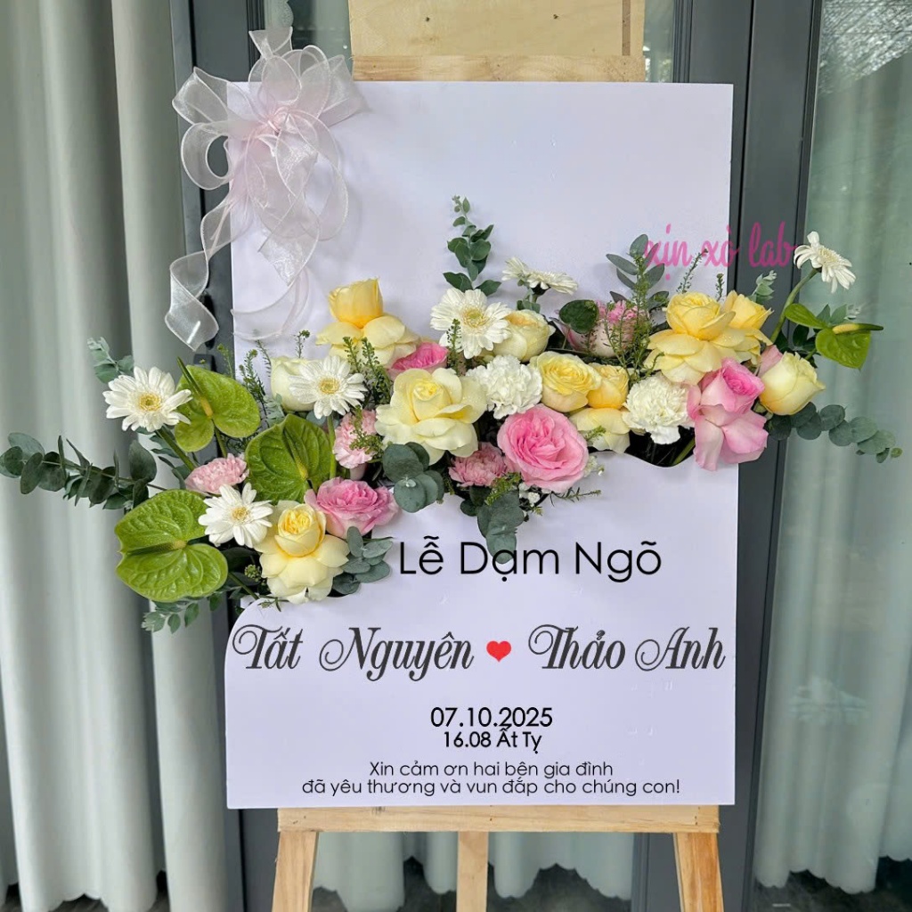 Bảng Welcome Dạm Ngõ In Tên Theo Yêu Cầu Decor Lễ Ăn Hỏi Cao Cấp