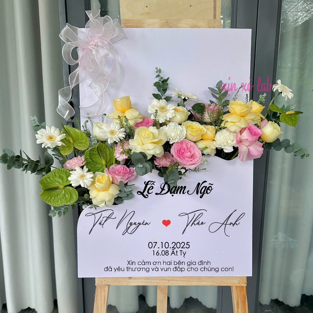 Bảng Welcome Dạm Ngõ In Tên Theo Yêu Cầu Decor Lễ Ăn Hỏi Cao Cấp