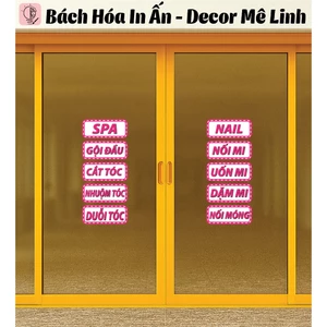 Decal Trang Trí Tiệm Nail, Mi Màu Hồng Chống Nước 🌈𝑭𝒓𝒆𝒆𝒔𝒉𝒊𝒑 Decal Tranh Dán Menu Tiệm Tóc, Barber Shop, Nối Mi, Cắt !!!