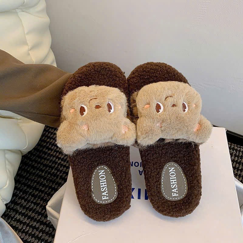 DÉP NỮ,DÉP LÔNG CỪU GẮN GẤU CUTE DỄ THƯƠNG( 1 MÀU)