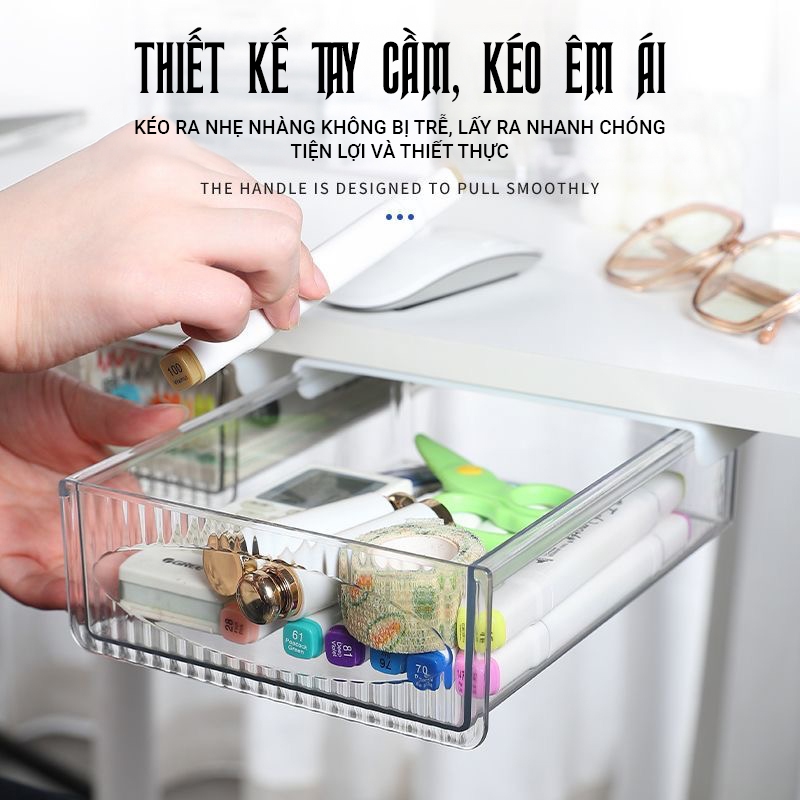 Kaleis Hộp lưu trữ ngăn kéo để bàn – dung tích lớn, có thể treo, kéo ra tiện lợi, giấu gọn dưới bàn làm việc