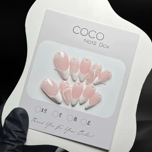 Nail Box thiết kế - G078 màu thạch hồng baby vẽ fench trắng nhà Gemychip