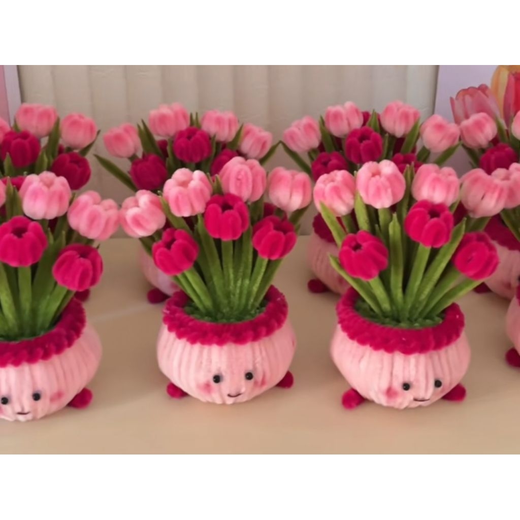 Chậu Hoa Tulip Kẽm Nhung Mẫu Chậu Tròn Siêu Xinh