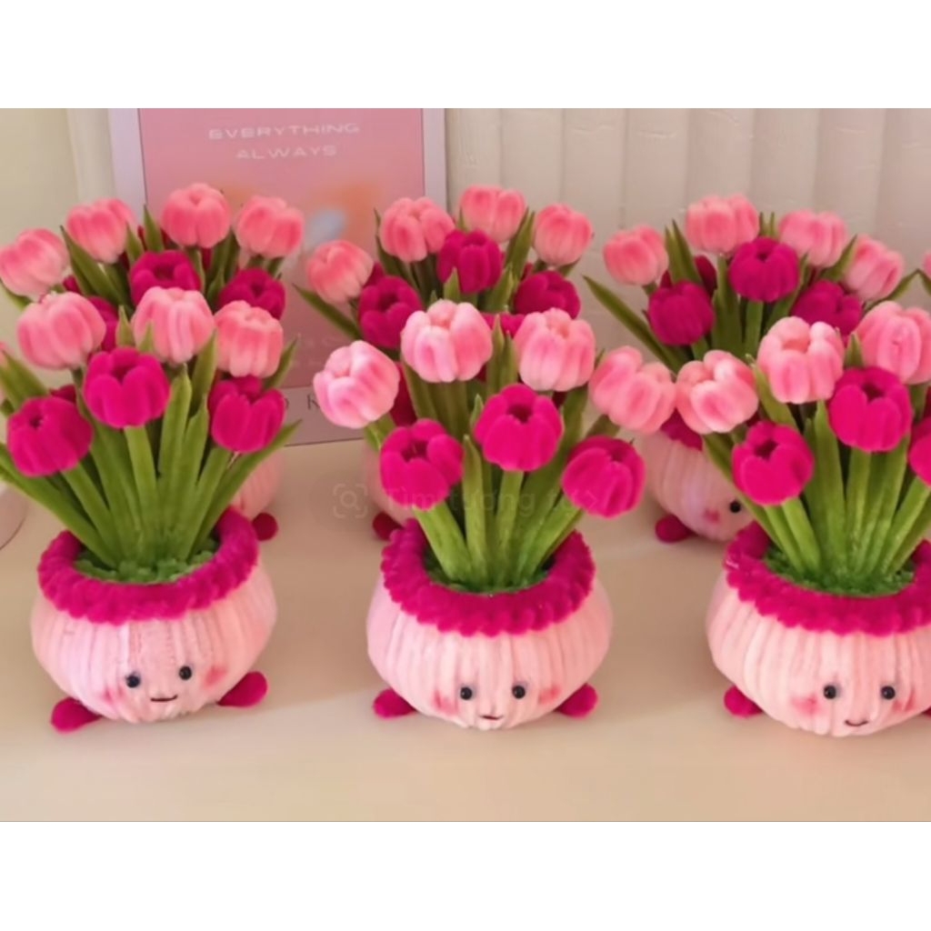 Chậu Hoa Tulip Kẽm Nhung Mẫu Chậu Tròn Siêu Xinh