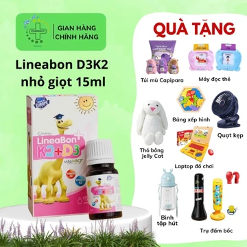 (Live) mẫu mới D3 K2 Lineabon Hồng 15ml tiết kiệm BỔ SUNG K2 D3 giúp hấp thu canxi