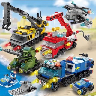 Bộ Đồ Chơi Xếp Hình Lắp Ráp Mini Xe Cảnh Sát / Cần Cẩu / Máy Bay / Cứu Thương, Đồ Chơi Xếp Hình, Quà Tặng Bé Bobotoys