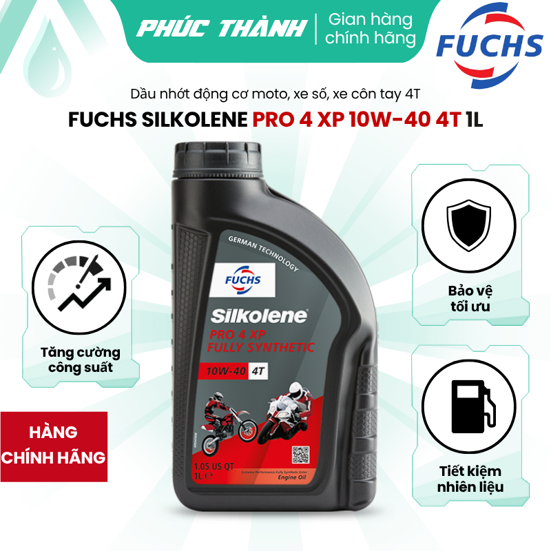 Nhớt Xe Số Cao Cấp FUCHS SILKOLENE PRO 4 XP 10W40 4T Tổng Hợp 100% Gốc Ester 1Lit - Sản Xuất Tại Anh