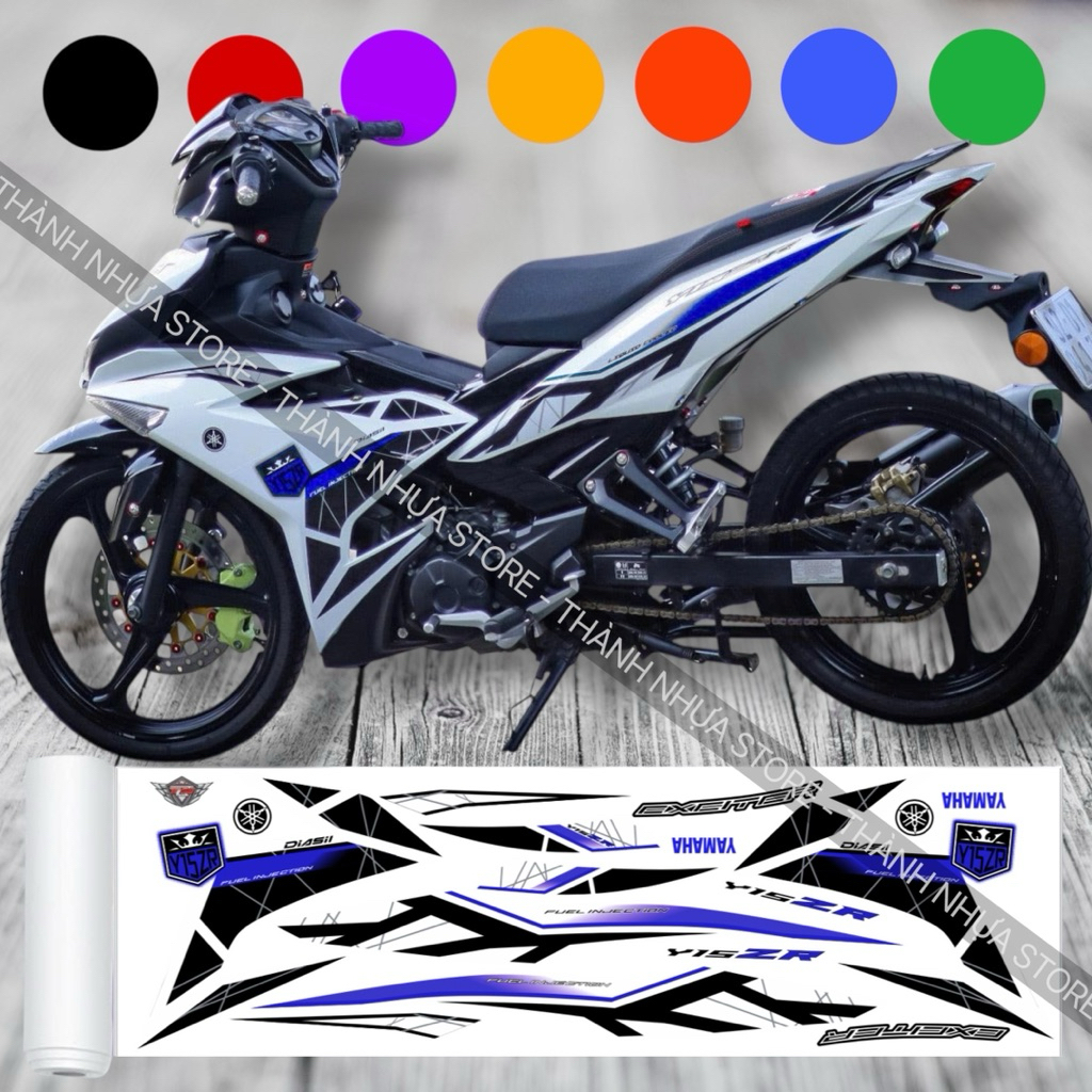 [ĐỦ MÀU] Tem Y15ZR V2 Ex150 - Tem rời dán Exciter 150 3 lớp xe trắng