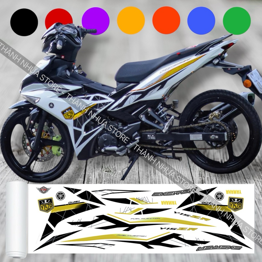 [ĐỦ MÀU] Tem Y15ZR V2 Ex150 - Tem rời dán Exciter 150 3 lớp xe trắng