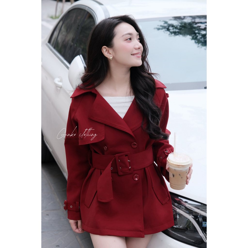 A2512 Áo măng tô dáng ngắn