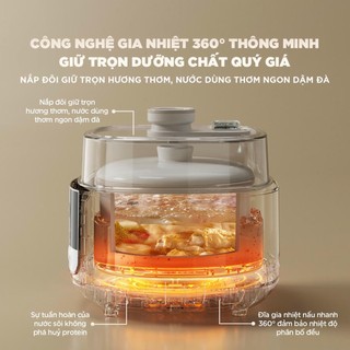 Nồi Nấu Chậm 2.5L Đa Năng Bear SC-5H25M34, 600W, Gốm Sứ, Giữ Nhiệt, Kèm Xửng Hấp,Hẹn Giờ,BH 18 Tháng