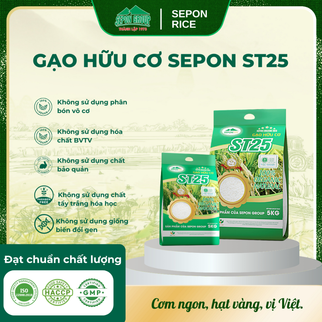 Gạo hữu cơ Quảng Trị, gạo sạch ST25 SEPON, gạo cho em bé, người ăn ...