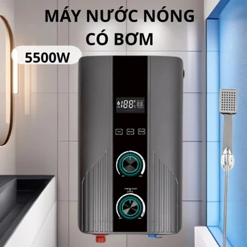 Máy nước nóng trực tiếp có bơm tăng áp. Máy nước nóng GUNSSI 5500W làm nóng nhanh trong 5 giây có điều chỉnh nhiệt độ.