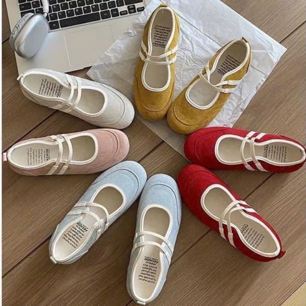 Giày Búp Bê Nữ, Giày Mary Jane Nữ Mũi Tròn Đế Thấp Phong Cách Hàn Quốc New Hot N38 || AnshoesDynasty