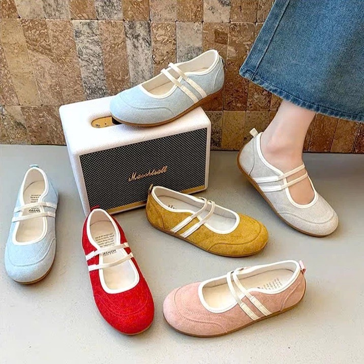 Giày Búp Bê Nữ, Giày Mary Jane Nữ Mũi Tròn Đế Thấp Phong Cách Hàn Quốc New Hot N38 || AnshoesDynasty