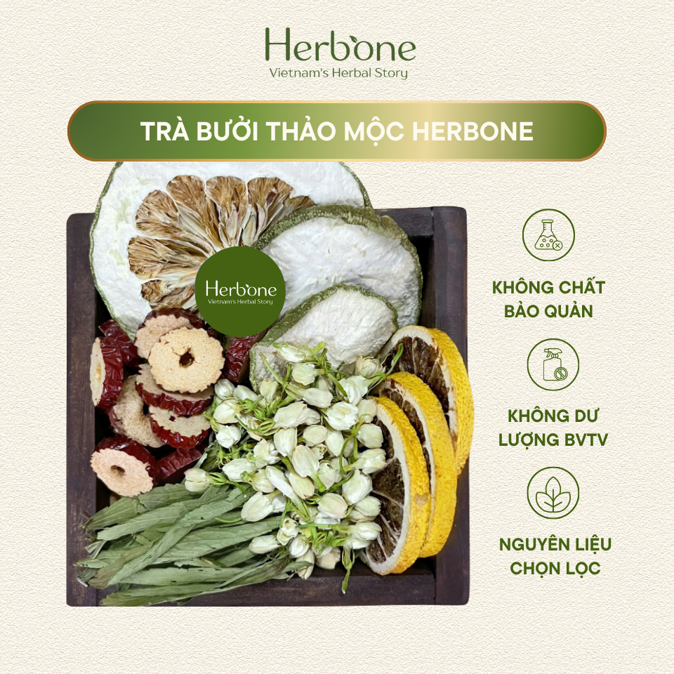Trà Hỗ Trợ Giảm Cân Giảm Mỡ Bụng Giữ Dáng HERBONE Bưởi Thảo Mộc Thanh Lọc Cơ Thể, Đẹp Da