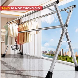 Giàn Phơi Quần Áo Gấp gọn Có thể điều Sào Phơi Quần Áo Siêu Bền Phơi quần áo 1M6~2M4 Sào inox Cao cấp