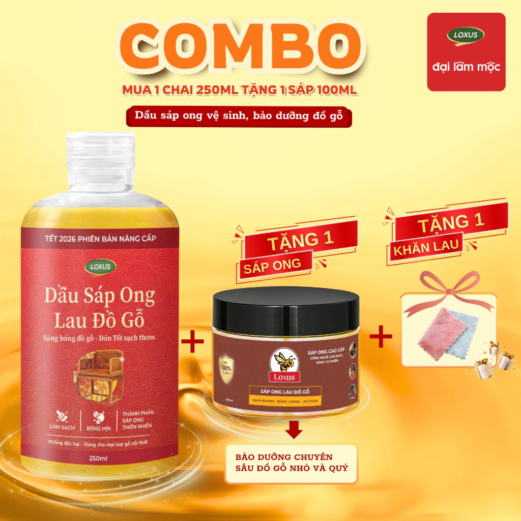 {MUA 1 TẶNG 1} Dầu sáp ong lau đồ gỗ Đại Lâm Mộc- Đánh bóng, làm mới, bảo vệ độ bền gỗ, hỗ trợ ngăn