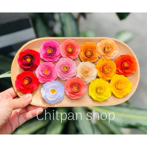 Hoa trà my làm thủ công từ giấy Mỹ thuật màu ( size 4cm)