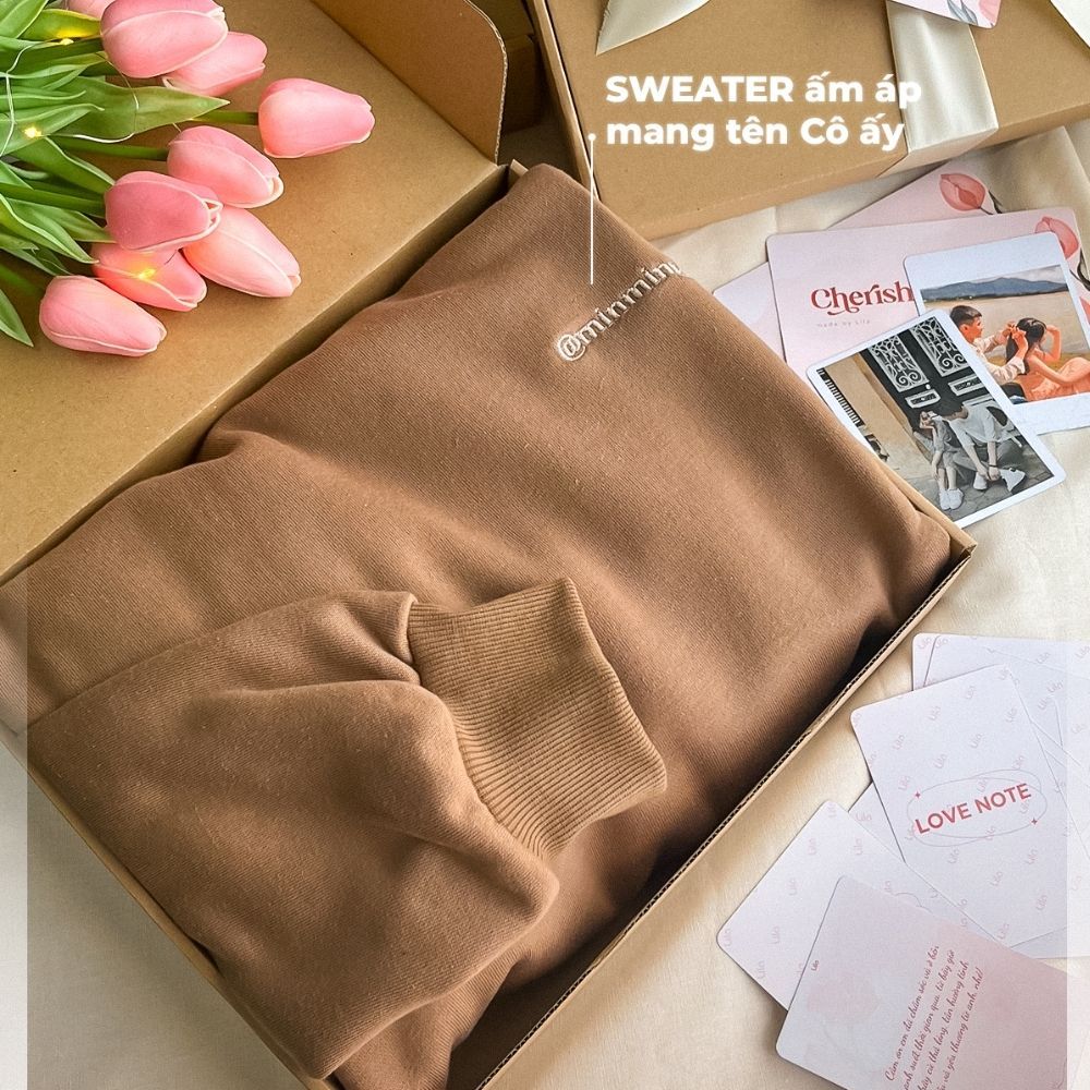 Áo sweater nam nữ nỉ bông LiLa form rộng unisex thêu tên theo yêu cầu, áo đôi dài tay cao cấp dày ấm - quà tặng ý nghĩa